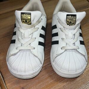 Adidas Kids Superstar White and Black Shoes 10K